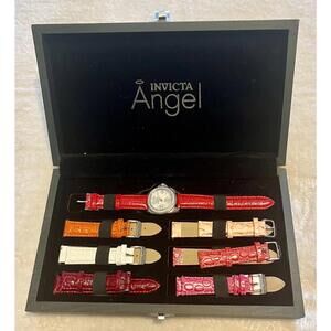 INVICTA ANGEL 1118 MOP Dial Rhinestone Watch Set With Additional Watch Straps